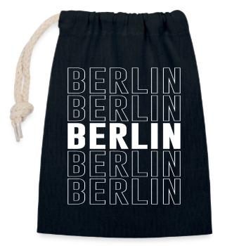 Berlin Font Germany - Closable cotton gift bag (14x20cm) - navy - Front