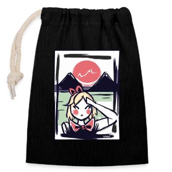 Japanisches Mädchen in Japan unter der roten Sonne - Verschließbarer Geschenkbeutel aus Baumwolle (14x20cm) - Schwarz - Vorne