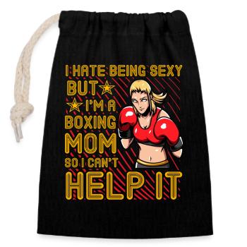 Boxing Mom Lustiges Zitat - Verschließbarer Geschenkbeutel aus Baumwolle (14x20cm) - Schwarz - Vorne