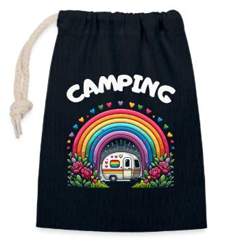 Camping Campsite Caravan Camper Leisure - Closable cotton gift bag (14x20cm) - navy - Front