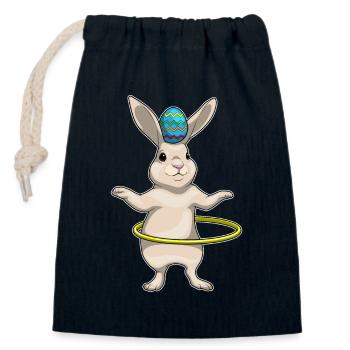Bunny Easter Fitness - Sac cadeau en coton avec cordon (14 x 20 cm) - bleu marine - Devant