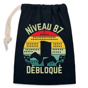 Level 87 Unlocked - Closable cotton gift bag (14x20cm) - navy - Front