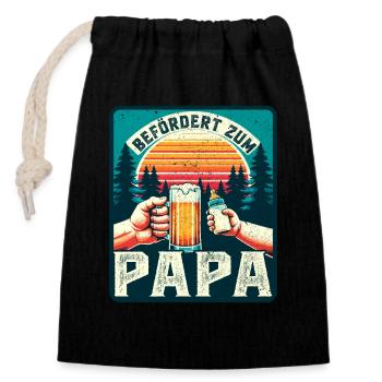 Werdender Papa Vater zukünftiger Befördert Papa - Verschließbarer Geschenkbeutel aus Baumwolle (14x20cm) - Schwarz - Vorne