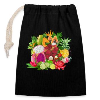 fruits et légumes tropicaux delicieux - Sac cadeau en coton avec cordon (14 x 20 cm) - noir - Devant