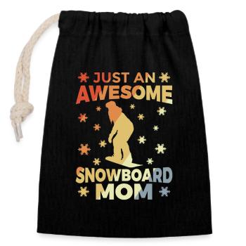 Snowboard Mom - Closable cotton gift bag (14x20cm) - black - Front