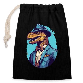 Dinosaur Raptor Detective - Closable cotton gift bag (14x20cm) - black - Front