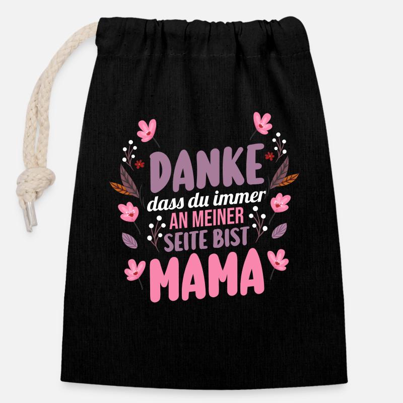 Mutter Muttertag Mama - Verschließbarer Geschenkbeutel aus Baumwolle (14x20cm) - Schwarz