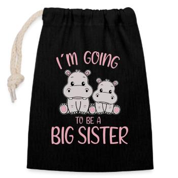 Big Sister Hippopotamus Promoted Big Sister Gifts - Closable cotton gift bag (14x20cm) - black - Front