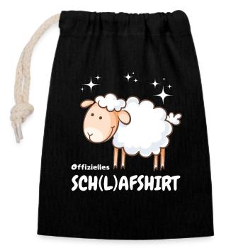 Schlafshirt Schaf Schäfchen zählen Schlafen lustig - Verschließbarer Geschenkbeutel aus Baumwolle (14x20cm) - Schwarz - Vorne
