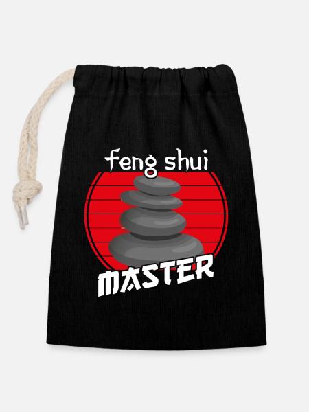 Feng Shui Master - Verschließbarer Geschenkbeutel aus Baumwolle (14x20cm) - Schwarz