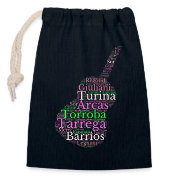 Composers for Spanish Classical Guitar - Closable cotton gift bag (14x20cm) - navy - Front