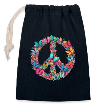 Happy Earth Day Peace Schmetterlinge Frieden Natur - Verschließbarer Geschenkbeutel aus Baumwolle (14x20cm) - Navy - Vorne