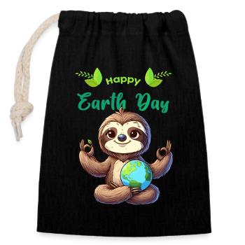 Earth Day Faultier Yoga Meditation Naturschutz - Verschließbarer Geschenkbeutel aus Baumwolle (14x20cm) - Schwarz - Vorne