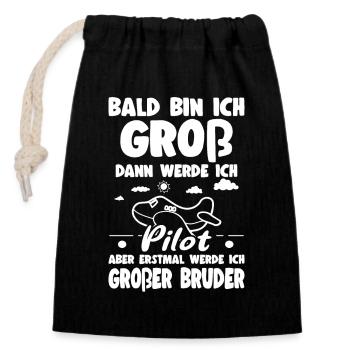 I'm going to announce big brother pilot offspring - Closable cotton gift bag (14x20cm) - black - Front