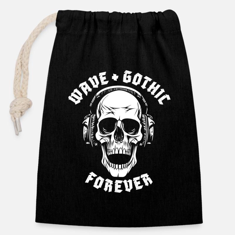 WAVE + GOTHIC FOREVER - Closable cotton gift bag (14x20cm) - black