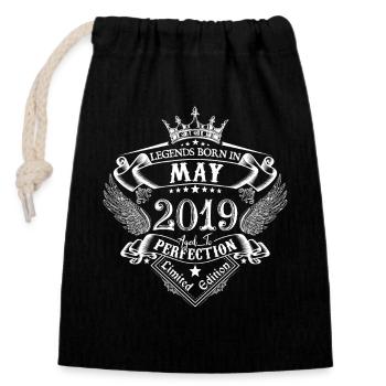 May 2019 Birthday May 2019 May Gift - Closable cotton gift bag (14x20cm) - black - Front