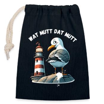 Hamburg Dialekt Möwe Lustig Leuchtturm Norden Fun - Verschließbarer Geschenkbeutel aus Baumwolle (14x20cm) - Navy - Vorne