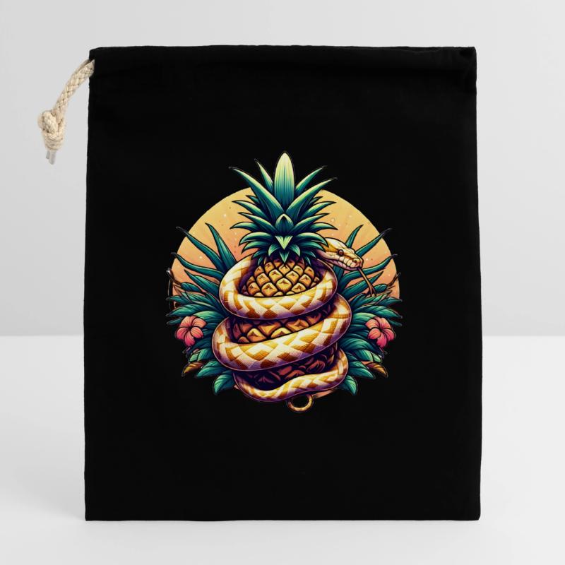 Python autour de l’ananas Sac cadeau en coton avec cordon (14 x 20 cm)