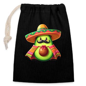 Cinco de Mayo Moustache à l’avocat - Sac cadeau en coton avec cordon (14 x 20 cm) - noir - Devant