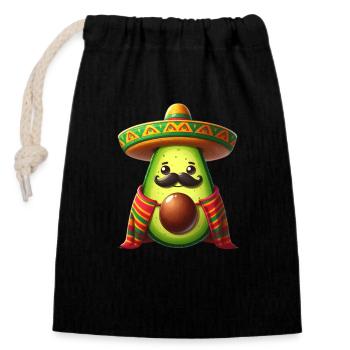 Cinco de Mayo Moustache à l’avocat - Sac cadeau en coton avec cordon (14 x 20 cm) - noir - Devant