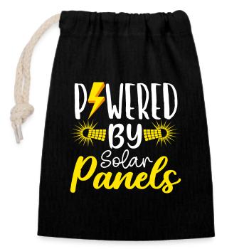 Solar Powered by Solar Panels Renewable Energy - Closable cotton gift bag (14x20cm) - black - Front