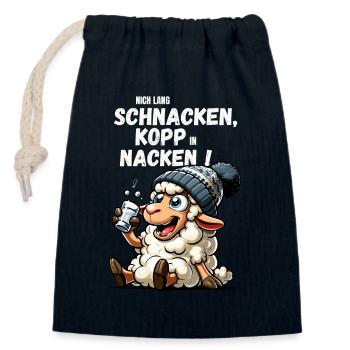 Sheep Drinking North Hamburg Schnapps JGA Father's Day - Closable cotton gift bag (14x20cm) - navy - Front