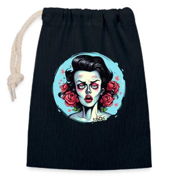 Die Zombie-Prinzessin der Rosen - Verschließbarer Geschenkbeutel aus Baumwolle (14x20cm) - Navy - Vorne