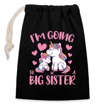Going To Be A Big Sister Unicorn - Closable cotton gift bag (14x20cm) - black - Front