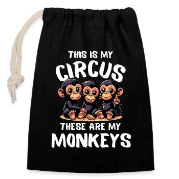 Mother's Day Monkey Chimp Mom Dad Family Funny - Closable cotton gift bag (14x20cm) - black - Front