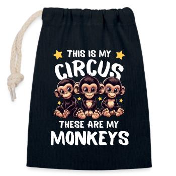 Mother's Day Mom Family Kids Monkeys Chimpanzees - Closable cotton gift bag (14x20cm) - navy - Front