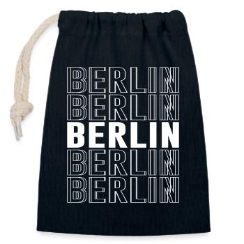 Berlin Font Germany - Closable cotton gift bag (14x20cm) - navy - Front