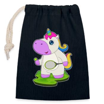 Licorne Tennis Raquette de tennis Sports - Sac cadeau en coton avec cordon (14 x 20 cm) - bleu marine - Devant