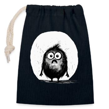 Confus Petit Monstre Mignon Effrayant - Sac cadeau en coton avec cordon (14 x 20 cm) - bleu marine - Devant