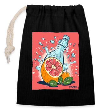 De la limonade à l’orange en bouteille, tellement fraîche ! - Sac cadeau en coton avec cordon (14 x 20 cm) - noir - Devant
