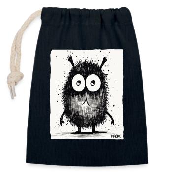 Funny little monster - Closable cotton gift bag (14x20cm) - navy - Front