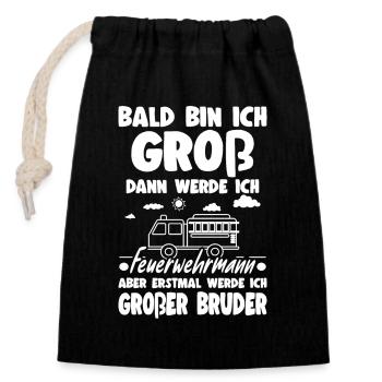 I'm going to be a big brother firefighter offspring - Closable cotton gift bag (14x20cm) - black - Front