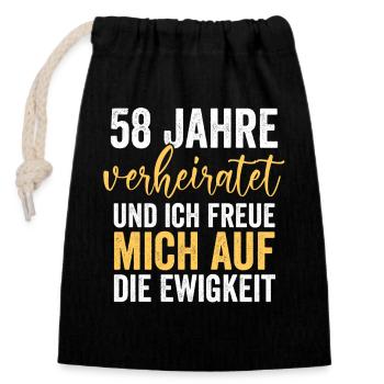 Mariage Ange Mariage 58 ans Mariage - Sac cadeau en coton avec cordon (14 x 20 cm) - noir - Devant