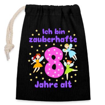 8. Geburtstag Feen Magie Fantasie Mädchen 8 Jahre - Verschließbarer Geschenkbeutel aus Baumwolle (14x20cm) - Schwarz - Vorne