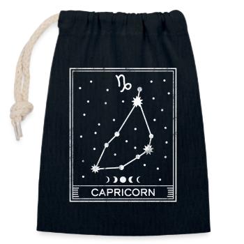 Signe astrologique du Capricorne - Sac cadeau en coton avec cordon (14 x 20 cm) - bleu marine - Devant