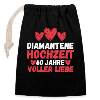 Ehe Diamantene Hochzeit 60 Jahre Verheiratet Hochz - Verschließbarer Geschenkbeutel aus Baumwolle (14x20cm) - Schwarz - Vorne