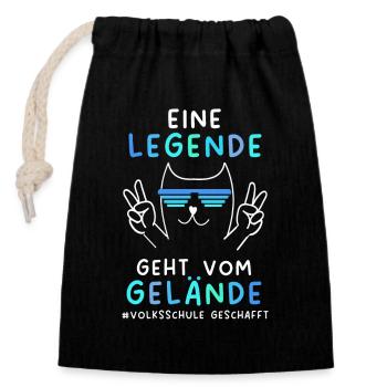 Volksschule Abgänger 2024 Tschüss Volksschule - Verschließbarer Geschenkbeutel aus Baumwolle (14x20cm) - Schwarz - Vorne