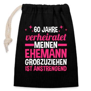 Ehe Diamantene Hochzeit 60 Jahre Verheiratet Hochz - Verschließbarer Geschenkbeutel aus Baumwolle (14x20cm) - Schwarz - Vorne