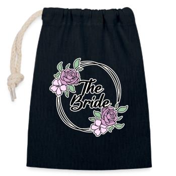 Motif de mariée - Sac cadeau en coton avec cordon (14 x 20 cm) - bleu marine - Devant