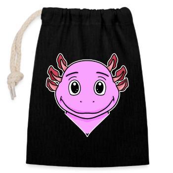 Motif Axolotl Enfants - Sac cadeau en coton avec cordon (14 x 20 cm) - noir - Devant