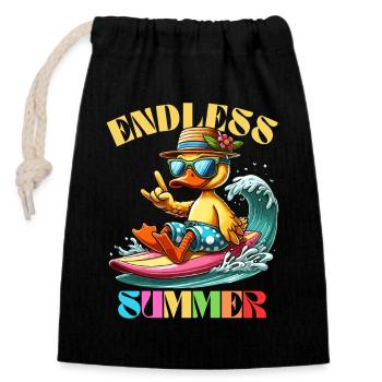 Sommer Surfen Ente Surfbrett Welle Urlaub Meer Fun - Verschließbarer Geschenkbeutel aus Baumwolle (14x20cm) - Schwarz - Vorne