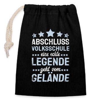 Volksschule Abgänger 2024 Tschüss Volksschule - Verschließbarer Geschenkbeutel aus Baumwolle (14x20cm) - Schwarz - Vorne
