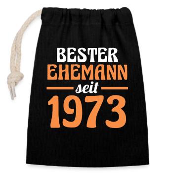 Valentinstag Bester Ehemann Seit 1973 - Verschließbarer Geschenkbeutel aus Baumwolle (14x20cm) - Schwarz - Vorne