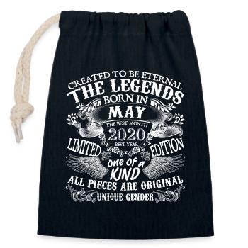 Mai 2020 anniversaire 2020 Mai meilleure année - Sac cadeau en coton avec cordon (14 x 20 cm) - bleu marine - Devant
