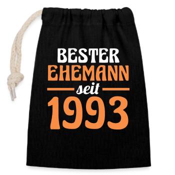 Valentinstag Bester Ehemann Seit 1993 - Verschließbarer Geschenkbeutel aus Baumwolle (14x20cm) - Schwarz - Vorne