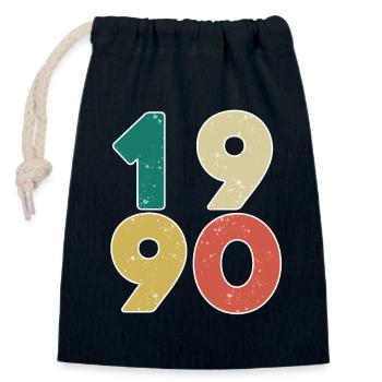 1990 - Year 1990 - Year 1990 - Closable cotton gift bag (14x20cm) - navy - Front